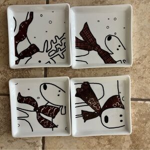 Porcelain set 4 dog coasters